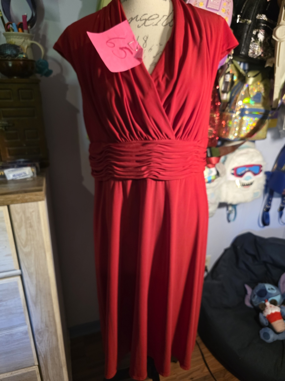 K Kasper Red Dress Size 16 Swing Dress